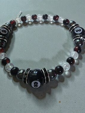 Handmade Triple 8-Ball Billiards Stretch Bracelet